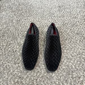 La Milano Trevor Loafers Mens Size 10.5 Black Velvet Dress Shoes Excellent